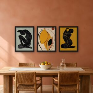 Golden Figures — Set of 3 Framed Prints — framed wall art set in a room
