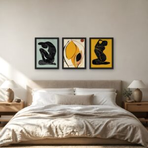 Golden Figures — Set of 3 Framed Prints — room view 2
