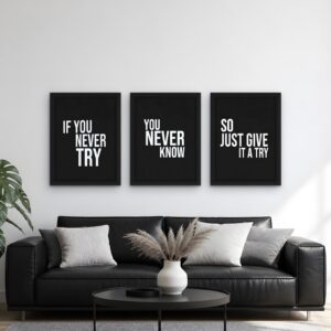 If You Never Try — Set of 3 Framed Prints — framed wall art set in a room