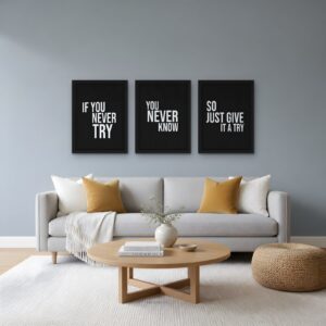 If You Never Try — Set of 3 Framed Prints — room view 2