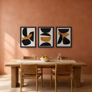 Ochre Balance — Set of 3 Framed Prints — room view 2