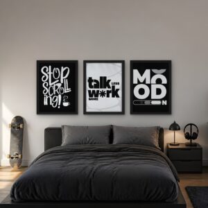 Stop Scrolling — Set of 3 Framed Prints — framed wall art set in a room