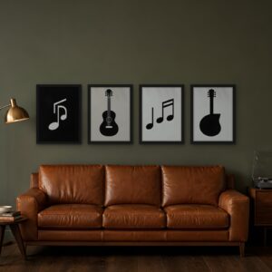 Strings & Notes — Set of 4 Framed Prints — framed wall art set in a room