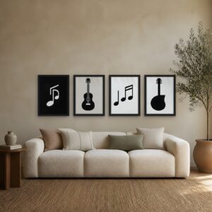 Strings & Notes — Set of 4 Framed Prints — room view 2